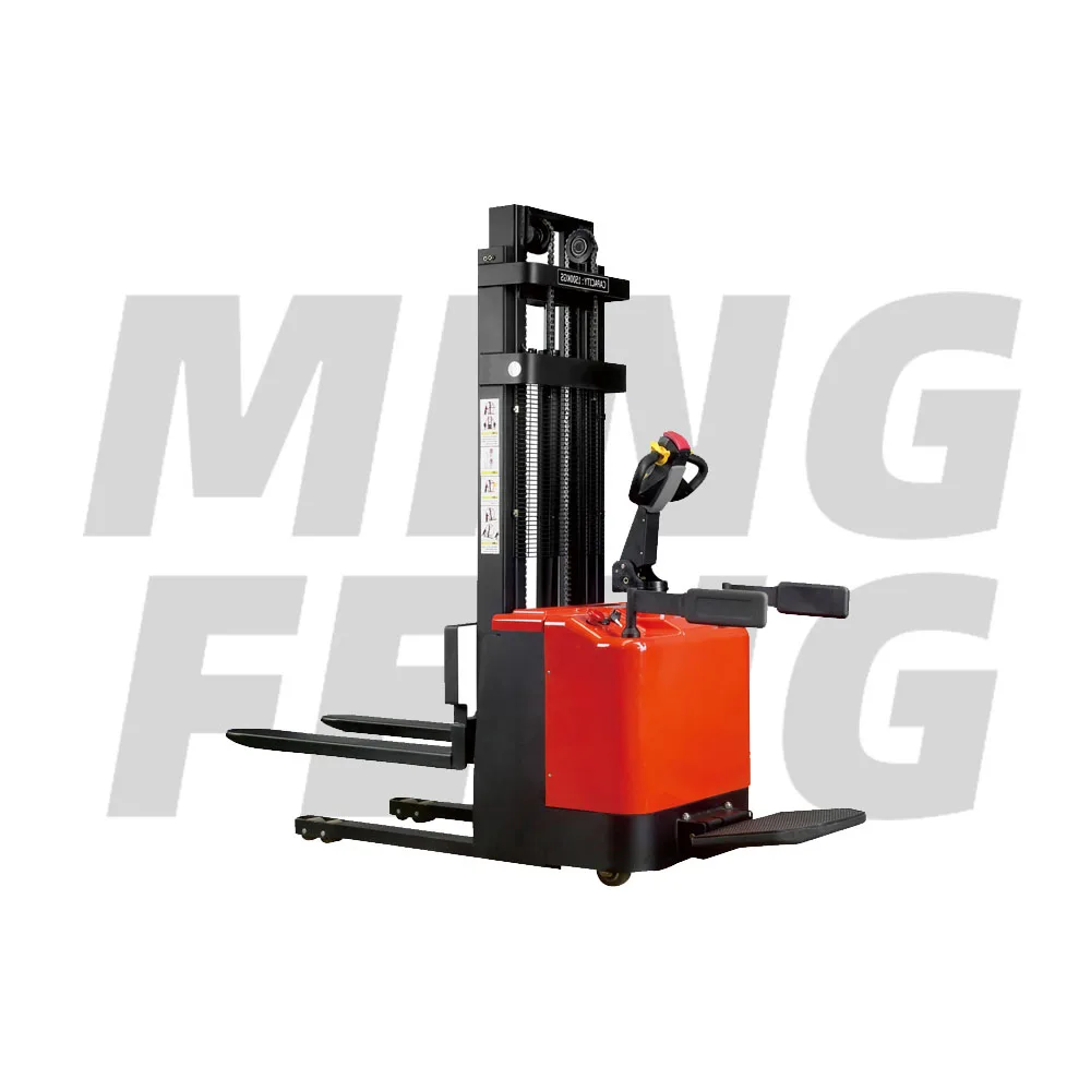 mingfeng wholesale 1500kg 1.5ton full electric hydraulic stacker forklift battery pallet lifter stackers