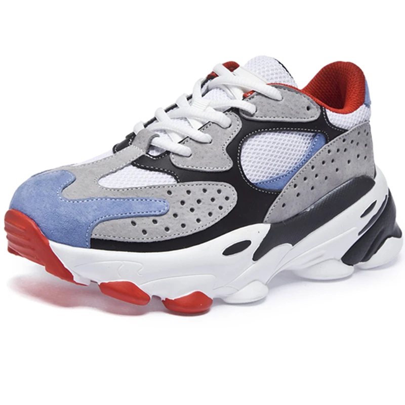Plus Size 2021 Fashion Women Chunky Sneakers Genuine Leather Mesh Breathable Women Trainers Basket Lady Platform Shoes
