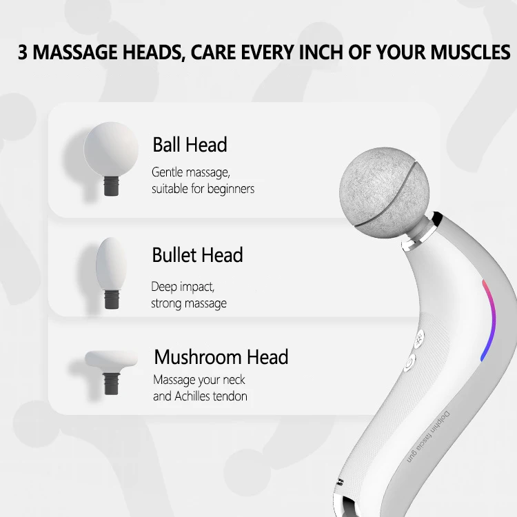 Good Looking Dolphin Shape White Powerful Usb Charge Deep Fascial Vibration Relax Muscle Massage Gun for Women