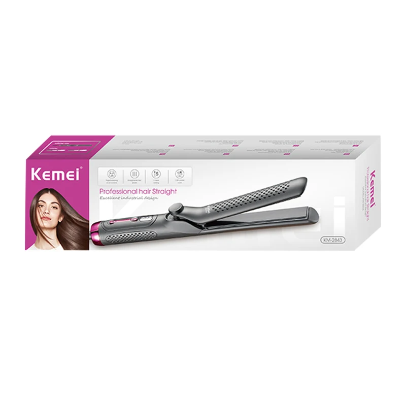 KEMEI km-2843 Negative Ion Flat Iron Infrared Hair Straightener 2 In 1 Curling Iron And Straightener For Hair Styler