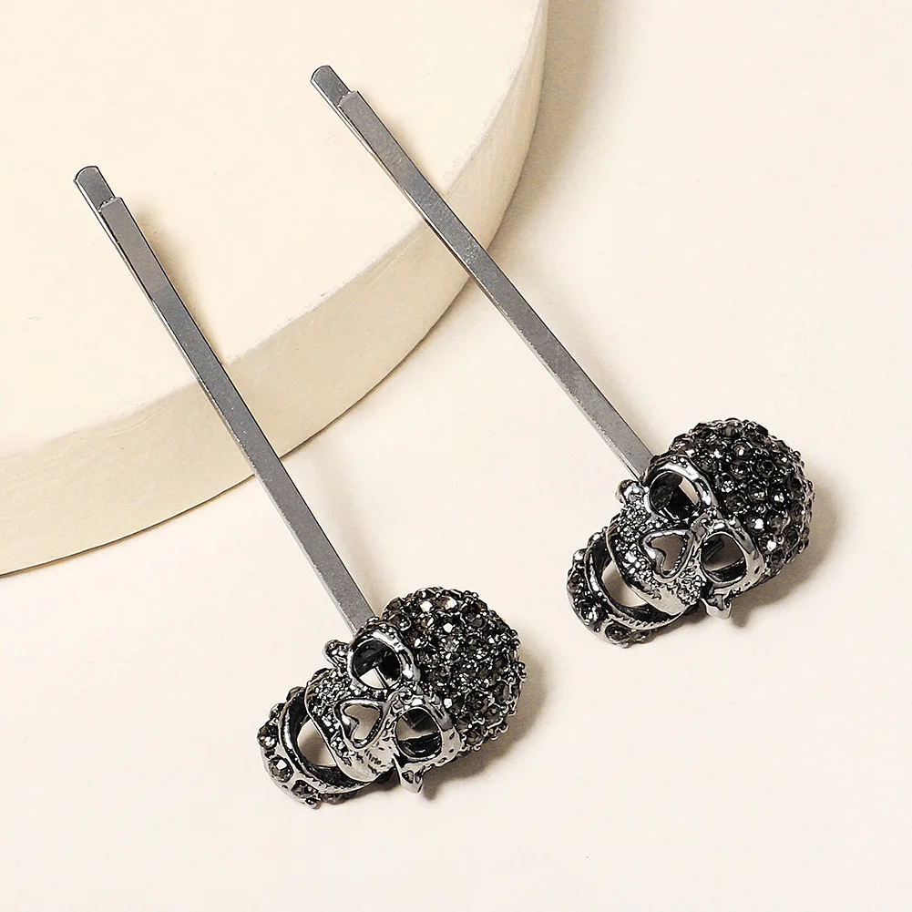 Fashionable Halloween Skull Rhinestones Hairpins Party Headpiece Skull  Hair Clips Hair Accessories