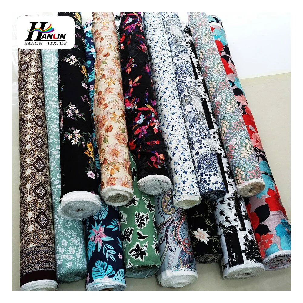 China hot selling ready stocks lot rayon woven printed fabric floral printed 100% viscose printing with cheap price