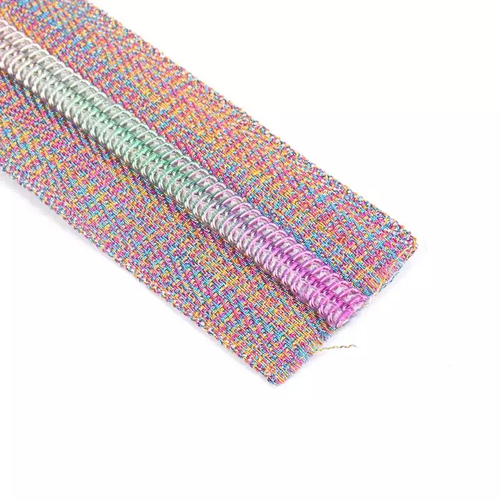 #5 Black Zipper Tape With Multi-Colored Rainbow Nylon Coil