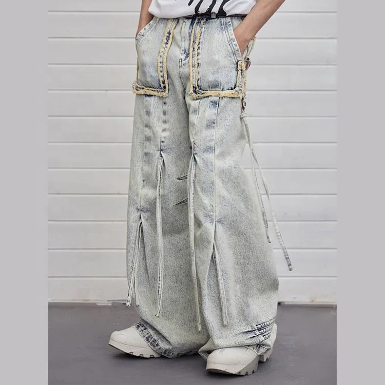 Mens Straight Leg Jeans Wholesale Loose Trend High Street Baggy Jeans For Men Hip Hop Pants Wide Jeans