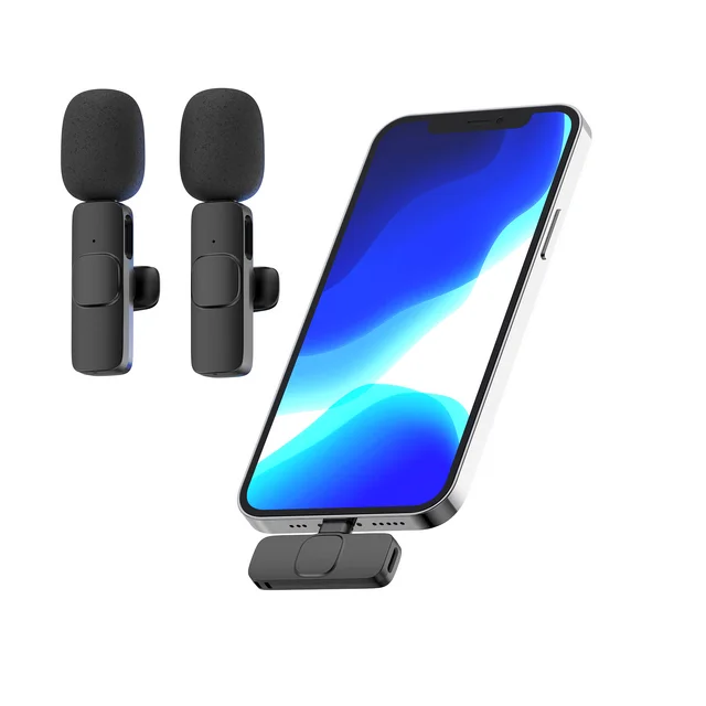 K8 Wireless Mic Lavalier Microphone Portable Audio Video Recording Mic For IPhone Live Broadcast Gaming Microphone