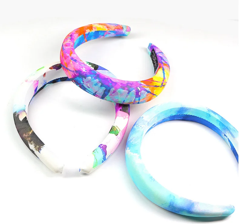 wholesale 2020 newest wide Tie dye velvet headbands fashion winter padded sponge headband for women hair accessories