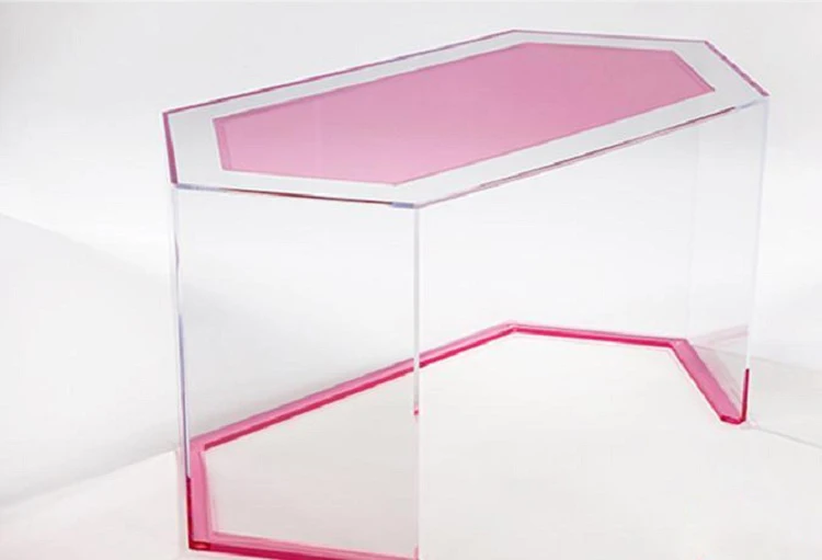 Custom Transparent Furniture Home Decoration Multi-functional Hexagon Coffee Conference Table Acrylic Table