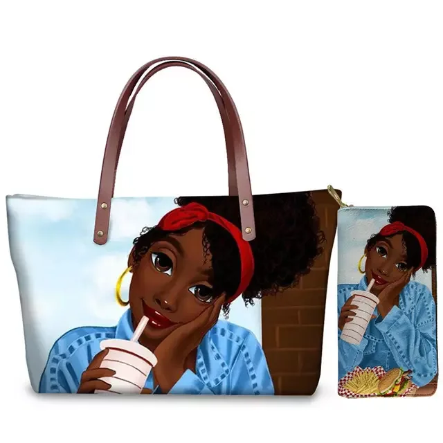 Custom Black African Art Girls Printed Fashion Female bolsos de mujer Women Handbags Ladies purses and handbags sac a main femme