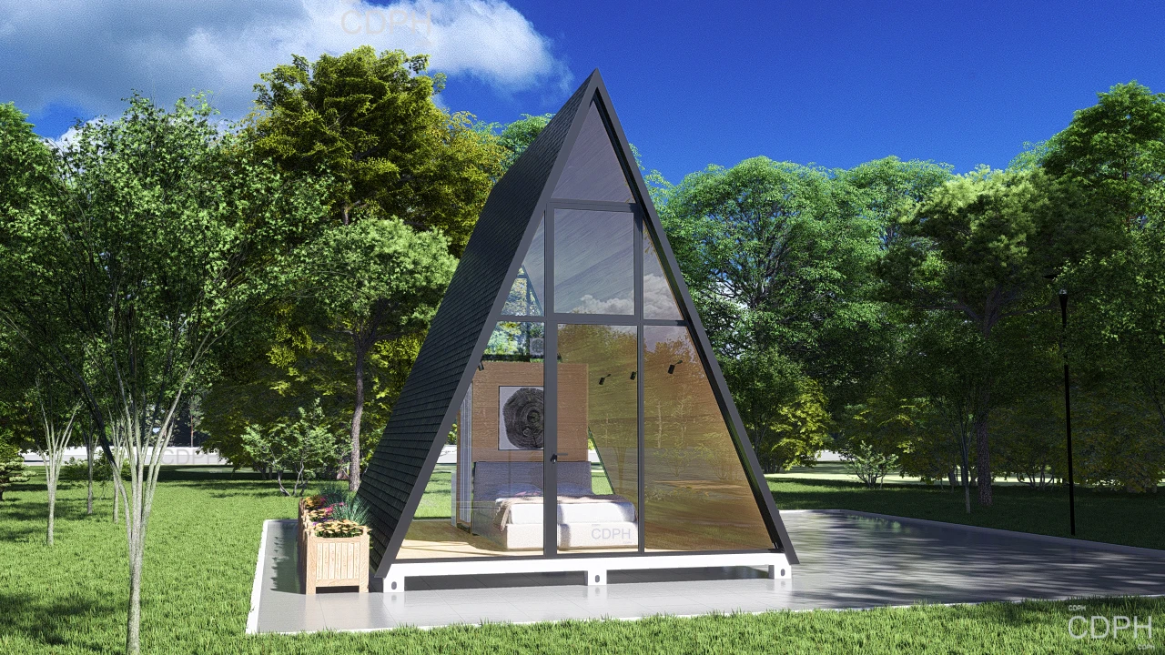 Modern Flat Pack Prefabricated Modular Container Villas Offices Public Toilets Movable Foldable Prefab Triangle Houses