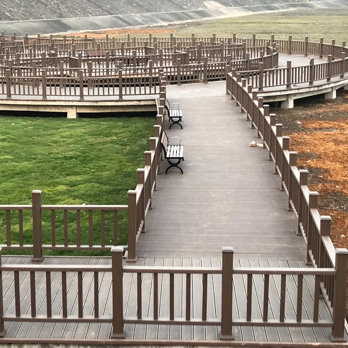 Outdoor WPC low maintenance stair black railing plastic composite balustrade and handrails balcony rail