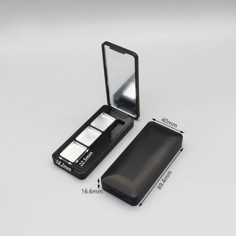 In stock 0.5g*3 Luxury  Magnetic empty eyeshadow palette container case with mirror & aluminum pan empty eyeshadow palette