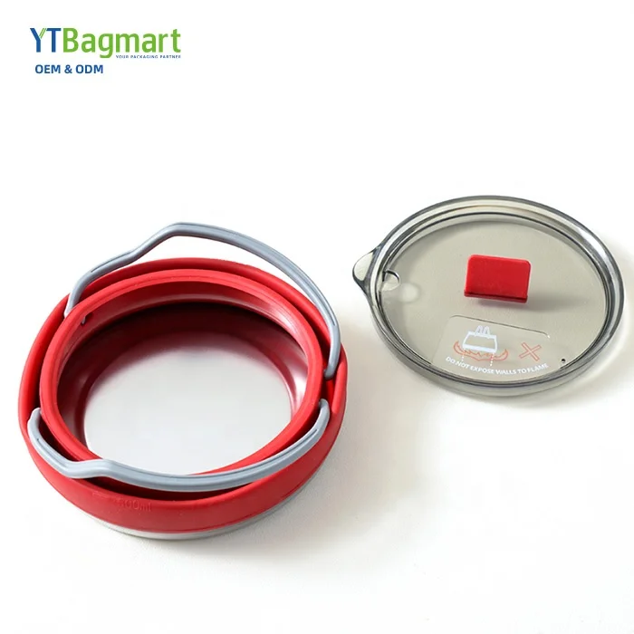 Outdoor Camping Cookware Set Silicone Folding Kettle Soup Pot Camping Portable Tableware