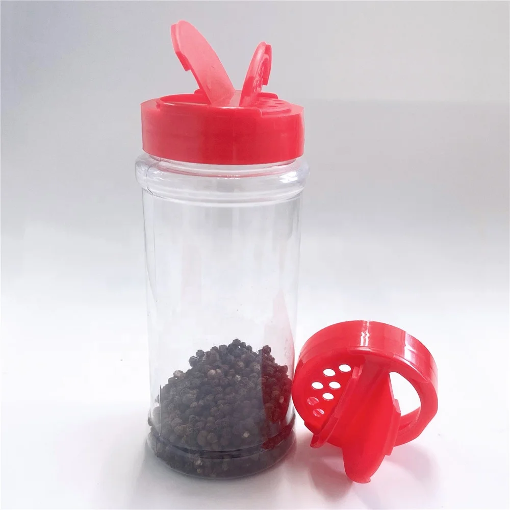 PET plastic condiment bottles spice packaging seasoning powder container with flap cap
