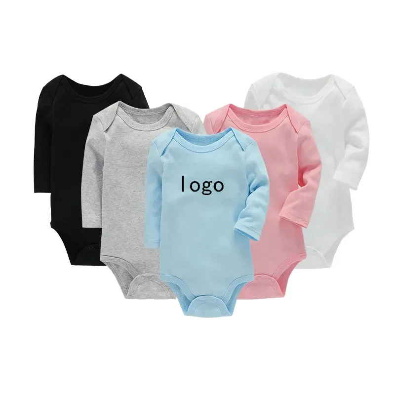 baby onesie customized organic cotton toddler products baby jumpsuit solid color long sleeve rompers baby newborn with  logo