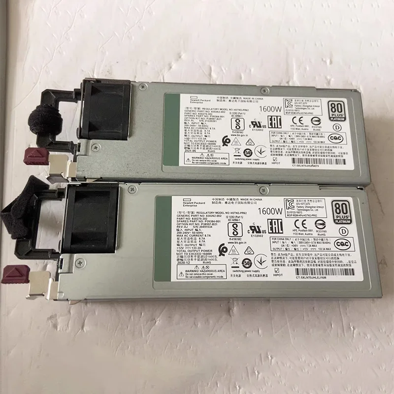 Original HPE 1600W Power Supply P38997-B21 for Server Rack Xeon Processor Hot Plug Platinum 1600W Kit in Stock