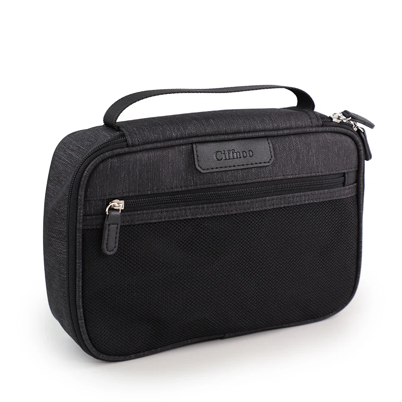 Wash Zipper Cosmetic Pouch Waterproof Bags Toiletries Handle Black Customized Logo Organizer Makeup Nylon Toiletry Bag