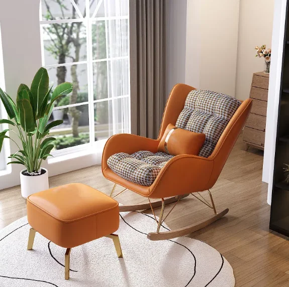 Modern luxury sofa set furniture living room lazy recliner chair nordic rocking chair recliner rocker sofa single rocking chair