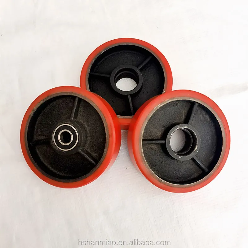 
Red polyurethane single wheel Used forklift wheels Iron core polyurethane wheels 