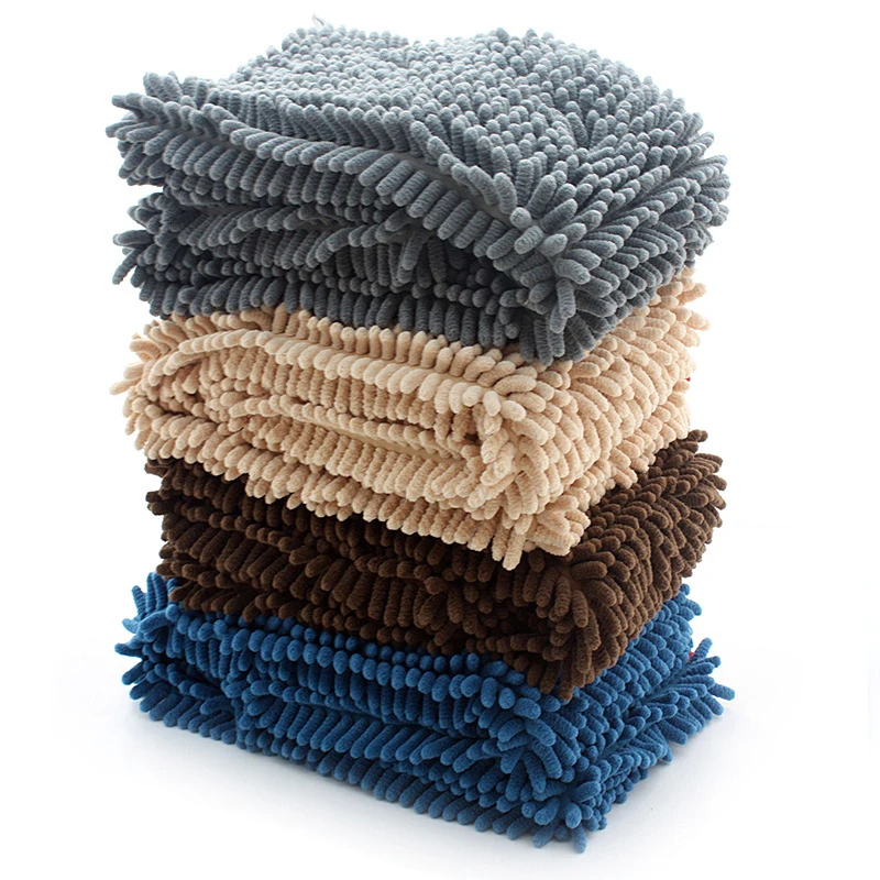 
fluffy dog towel super absorbent Plush pet microfiber towels chenille cat dog pet towels 
