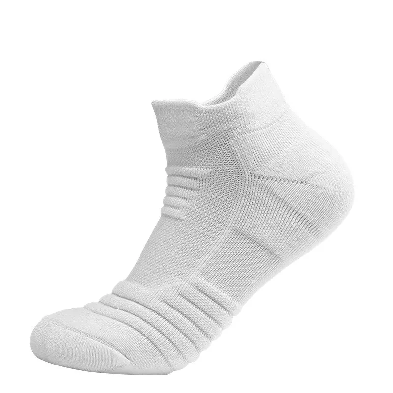 Customize Wholesale Summer Logo Brand Athletic Cushioned Solid Color Low Cut Cotton Men White Ankle Socks, Moisture Wick Socks