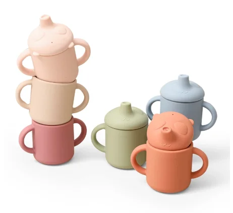 Baby Feeding Cups BPA Free Silicon Fashion Baby Drinkware Sippy Cups For Toddlers & Kids With Silicone Panda Pacifier