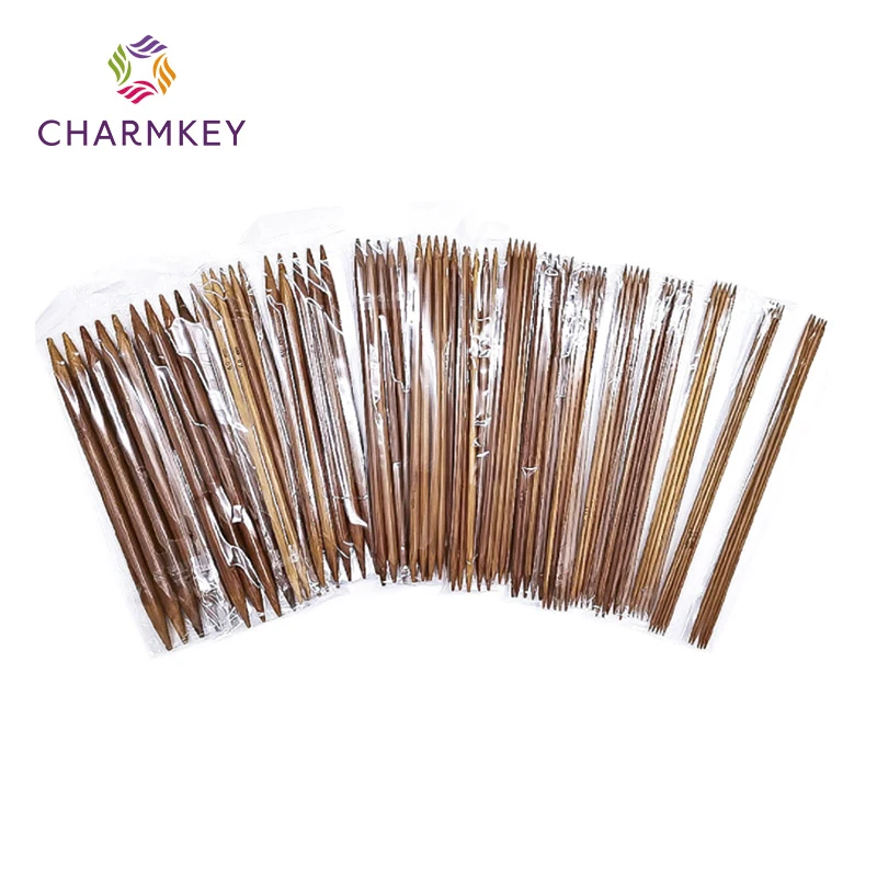 Charmkey High Quality 2.0-10.0mm Double Point Carbonized Bamboo  Knitting Needles for Hand Knitting