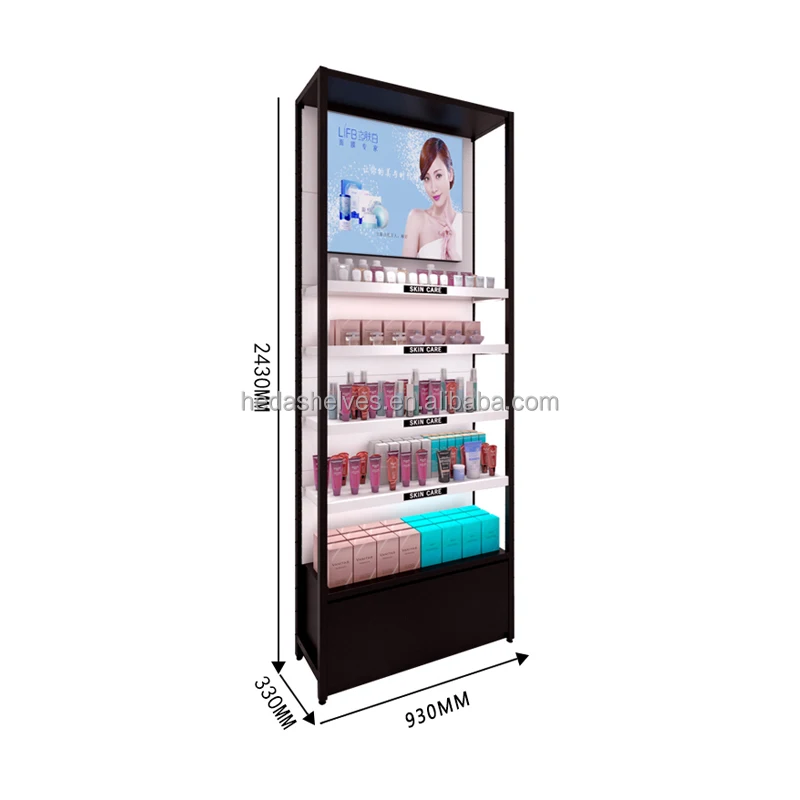 Modern Fashionable Cosmetic Display Shelves Custom Shopping Mall Makeup Display Shelf For Beauty Product