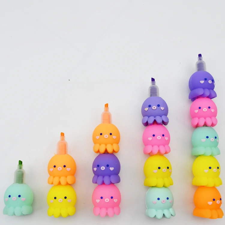 Customized Office Supplier Animal Shape Aesthetic Mini Combo Color Marker Highlighter Pen
