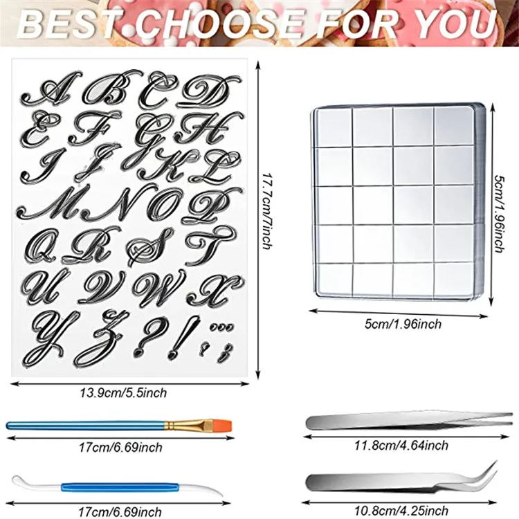 Fondant Cookie Decorating Tool Set alphabet clear stamp cake embosser letter cake plastic mold cake fondant tools cookie cutter