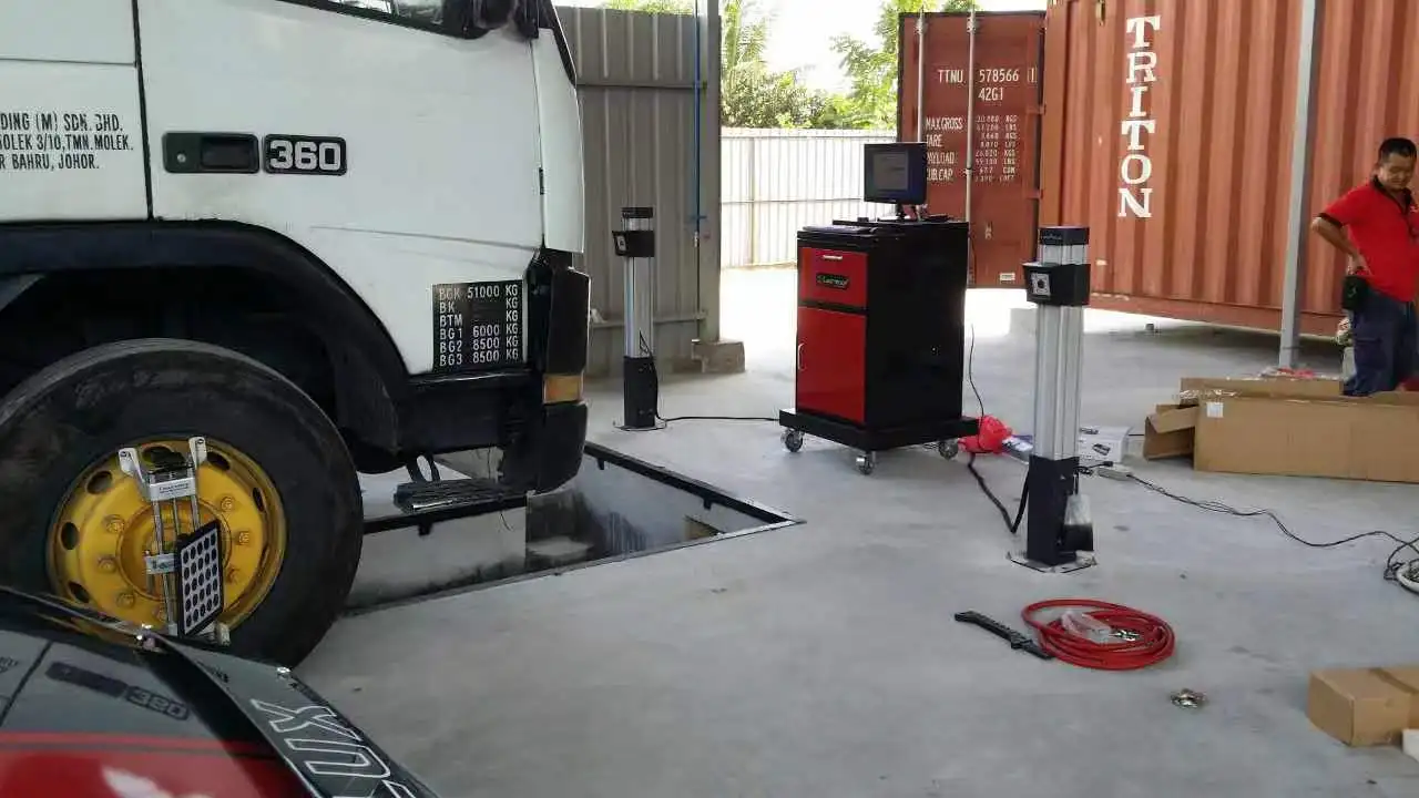 In ground pit design wheel alignment for all vehicle equipment with HD Sony Camera