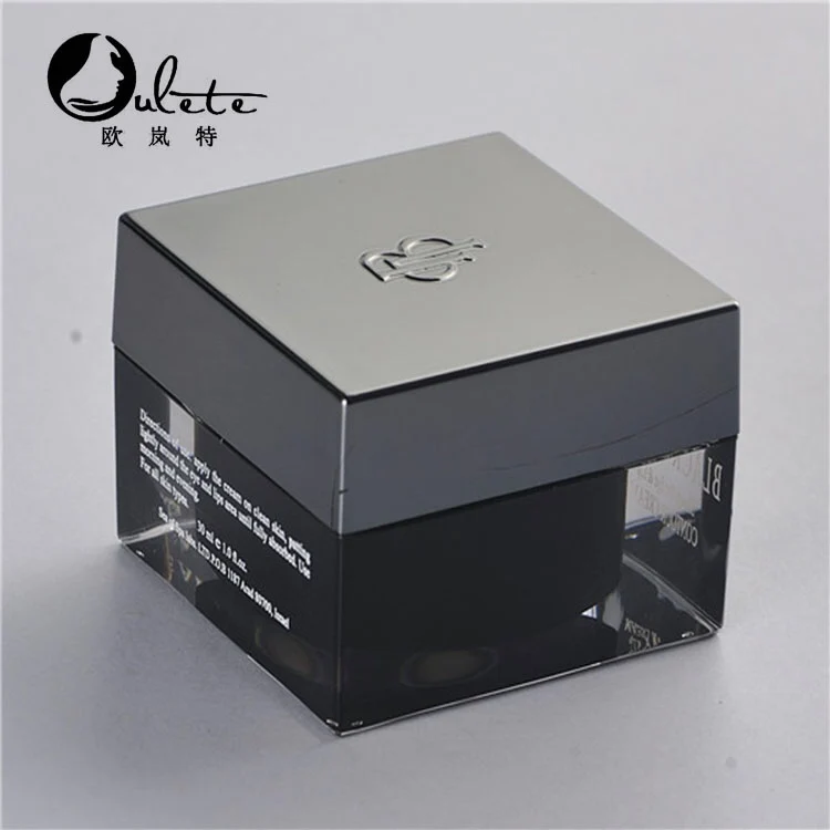 Wholesale good quality  15g 30g 50g square empty acrylic double wall cosmetic red cream jar with double sprial cap