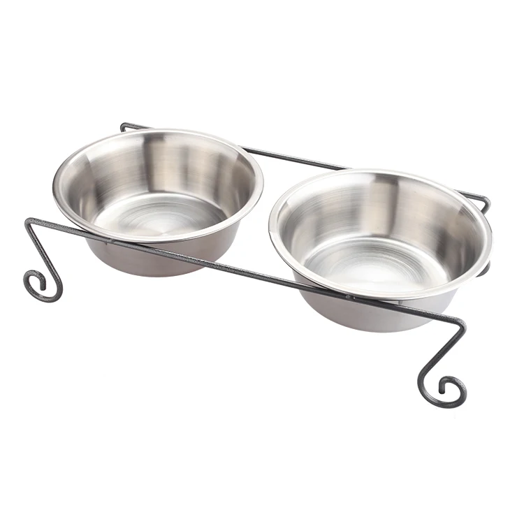 Double raised Pet Home Feeder Bowl with Tray Stainless Steel Food Water Stand Dog Cat Food Water Bowls Feeder Shelf Dish
