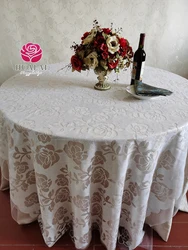 BEAUTIFUL FLOWER DESIGN WHITE AND CHAMPAGNE SEQUIN CUSTOM TABLE OVERLAY CLOTH FOR WEDDING