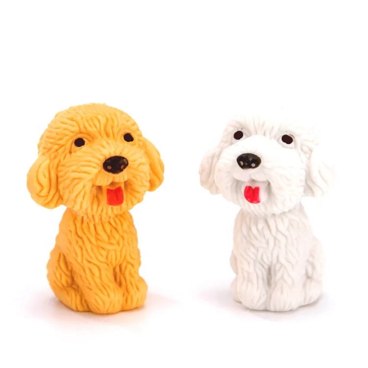 Cute 3d dog cartoon teddy pencil topper erasers customized stationery for kids and school supply