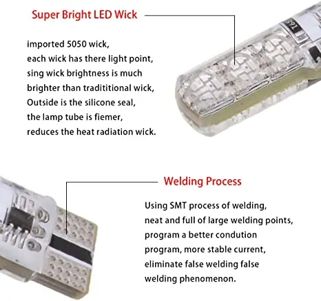 Car Light W5W T10 5050 6SMD LED Bulbs Car Remote Controller Wireless T10 Bulb RGB
