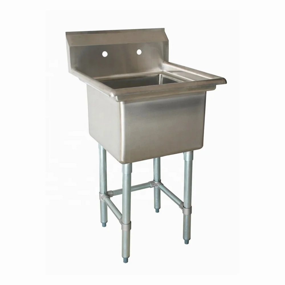 NSF Approval Stainless Steel single bowl Sink commercial kitchen sink 1 compartment sink without drain board H shape legs