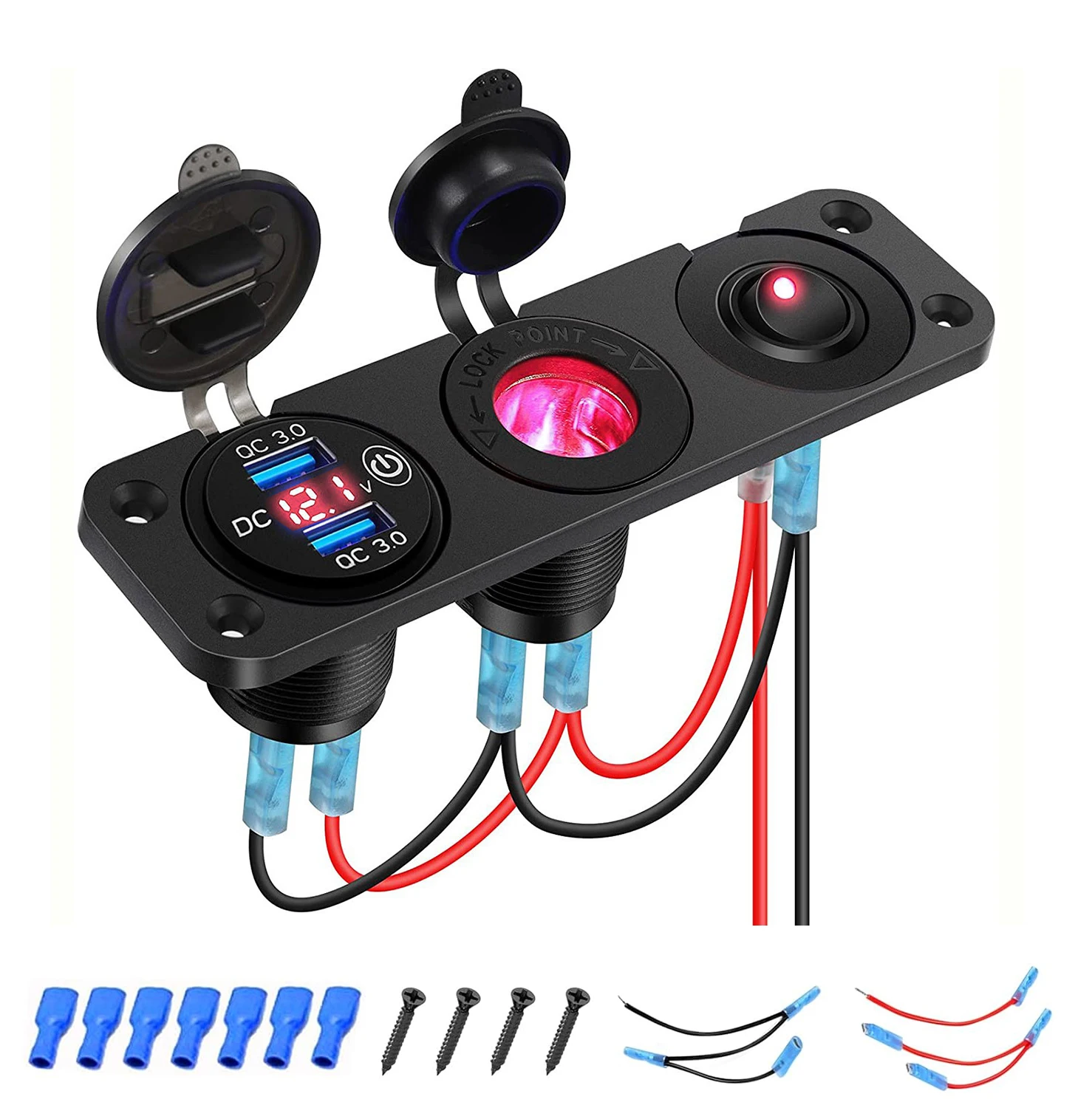 Инновационный дизайн двойной QC3.0 36 Вт ABS/PC USB автомобильное зарядное устройство с переключателем напряжения