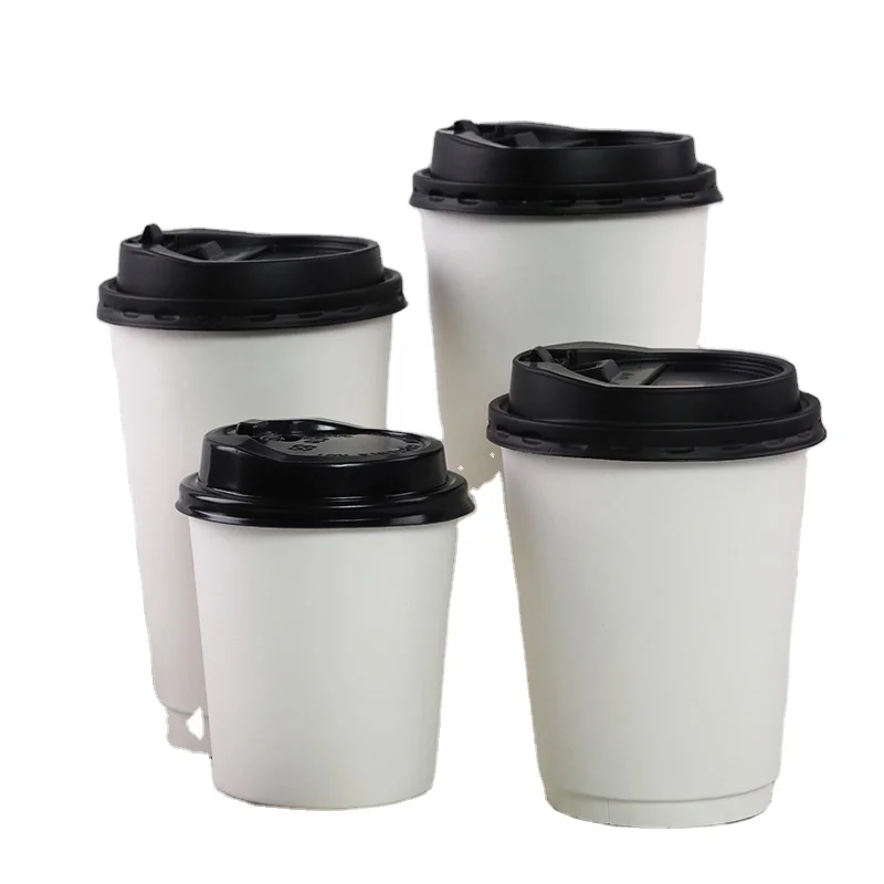 Hot Coffee Paper Cup Black Disposable Double Wall Gold Foil Stamping Custom Logo All 4oz 8oz 12oz Craft Gsm Style Time Packaging