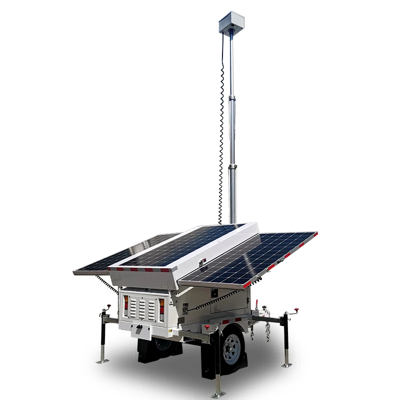 Rapid deployment Portable Mobile 3 Panels  Solar Power Surveillance CCTV Trailer  For Outdoor Security