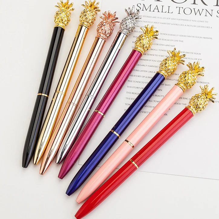 Оптовая продажа, индивидуальная ручка из розового золота, изысканная металлическая шариковая ручка с блестящей короной, роскошные ручки с короной