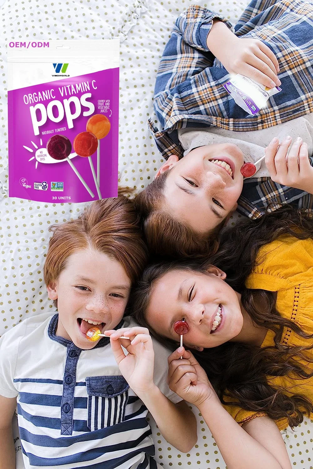 Organic Fruit Flavored Vitamin C Pops Variety Pack 30 Vegan-Friendly Liquid Lollipops with Collagen for Immune Support for Kids