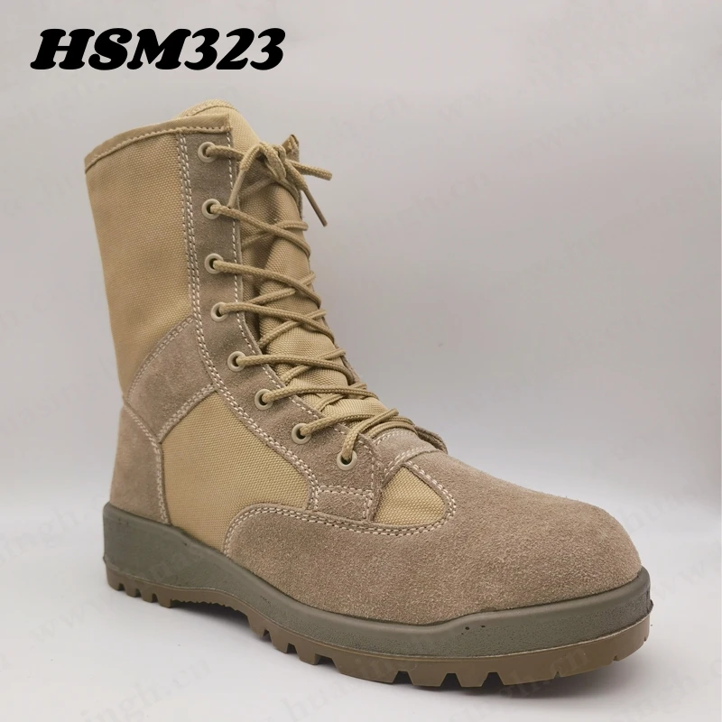 CMH,8 inch breathable suede leather sand handle desert hunting boots anti-shock PU+rubber sole fighting boots HSM323