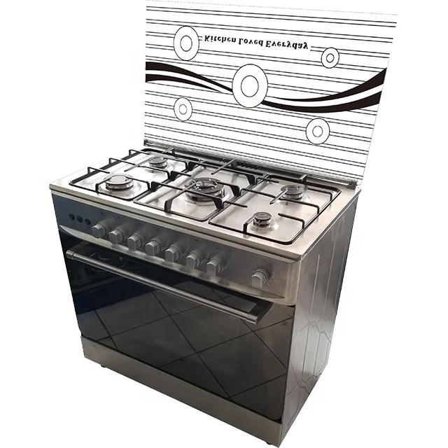 Professional gas range kitchen cooking appliance free standing cooker oven with glass