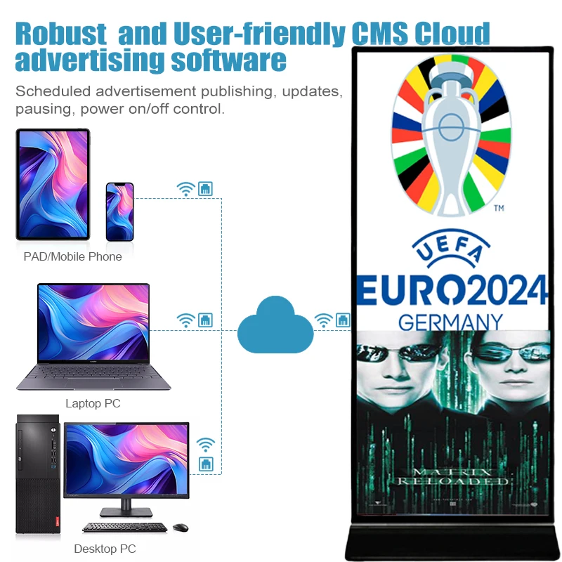 Foor Standing Full Screen Touch Screen Digital Signage Business Advertising Machine Metal Digital Signage And Displays