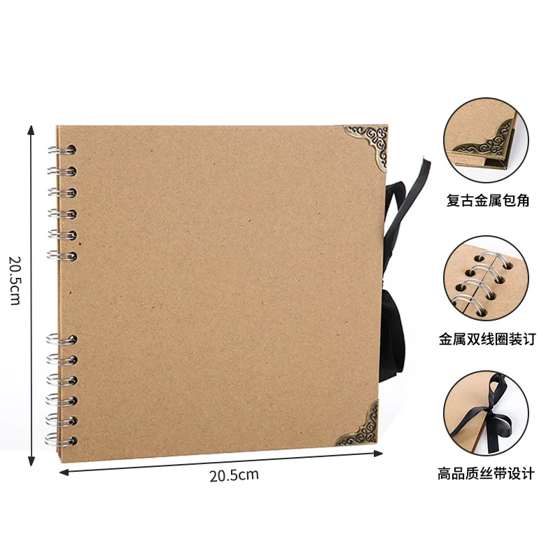 Retro photo album ribbon bow coil new DIY photo album paste type baby scrapbook photo album couple classmates handmade gift