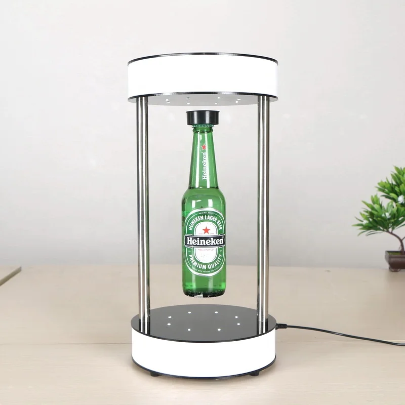 Acrylic Floating Display Advertising Magnetic Levitating Wine Bottle Display Stand Levitating Beer Bottle Display