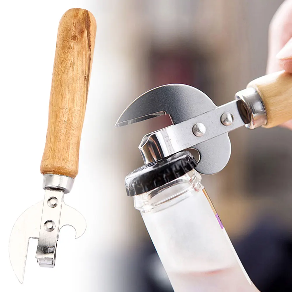 Stainless Steel Traditional Opener Portable Manual Lid Remover Multifunction Can Opener Jars Canisters Kitchen Corkscrew Tool