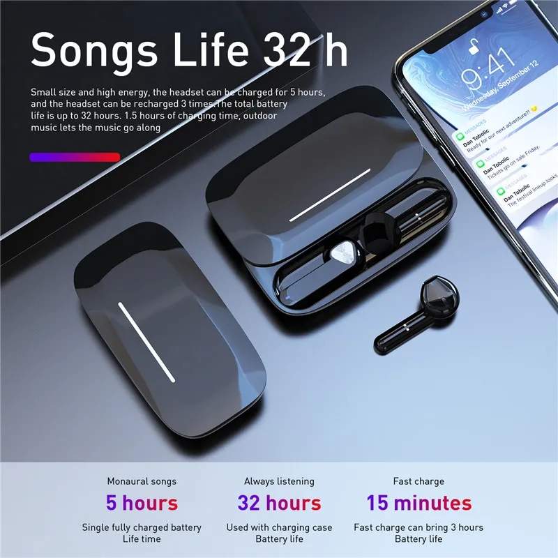 Dropshipping 2021 TWS Wireless BT V5.0 Earphones Microphone Charging Box Charger Mini Stereo Sport Wireless Earbuds BE36