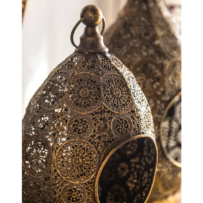 Bohemian Style Lantern Design Metal Candle Jar Table Candle Stand For Pillar Candle Holder For Home Decor