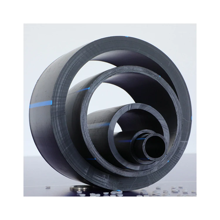 Black with Blue Stripes Plastic PN16 12 inch HDPE Pipe Prices for Underground Drainage Tube